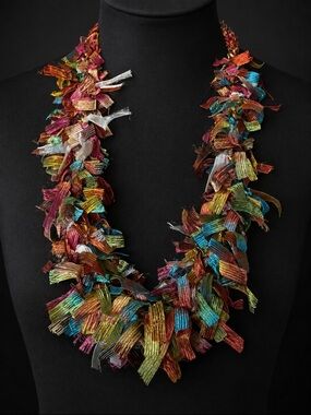 Vibrant Multicolor Ribbon Statement Necklace - Women's Fashion Jewelry